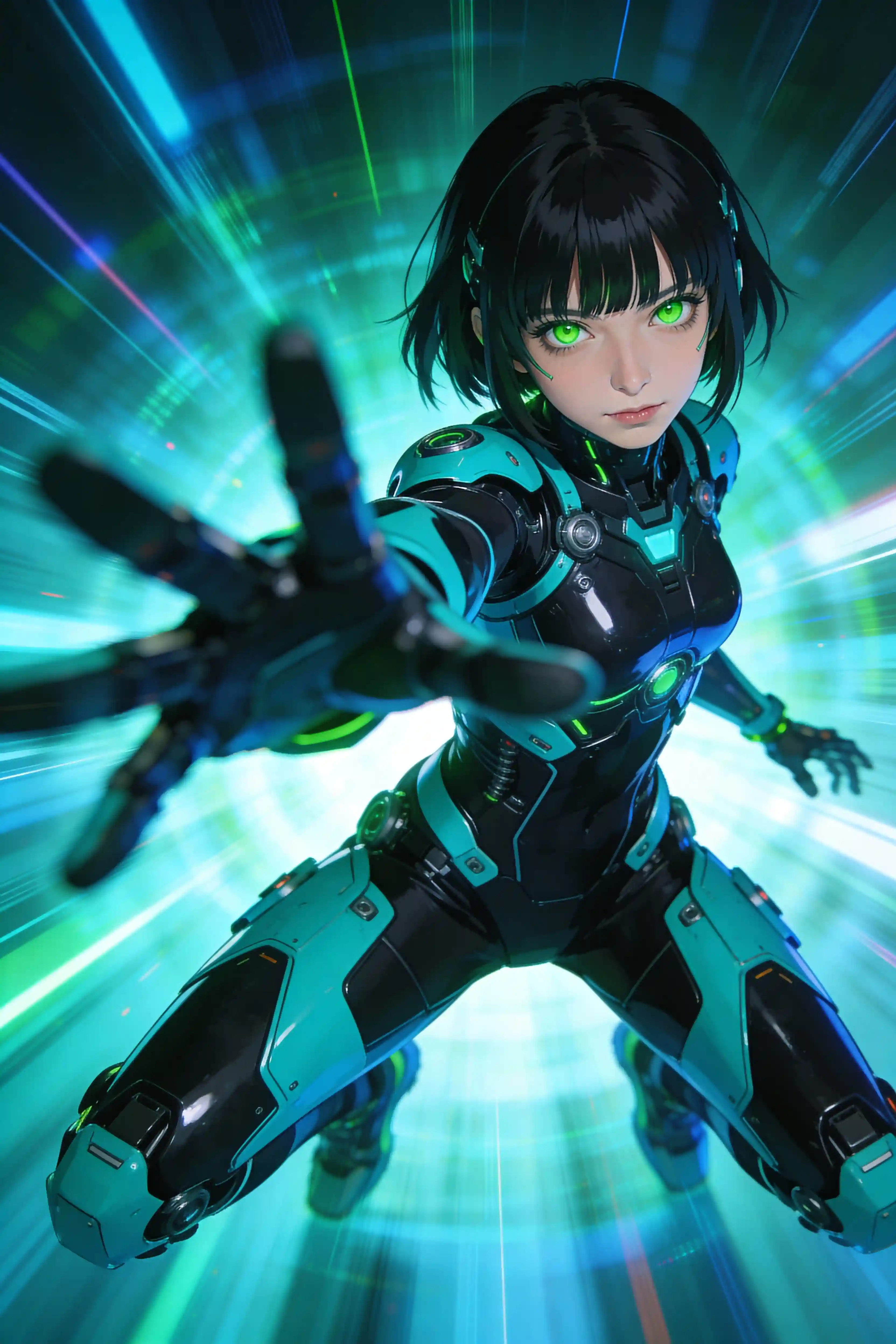 Cyberpunk Anime Action Shot
