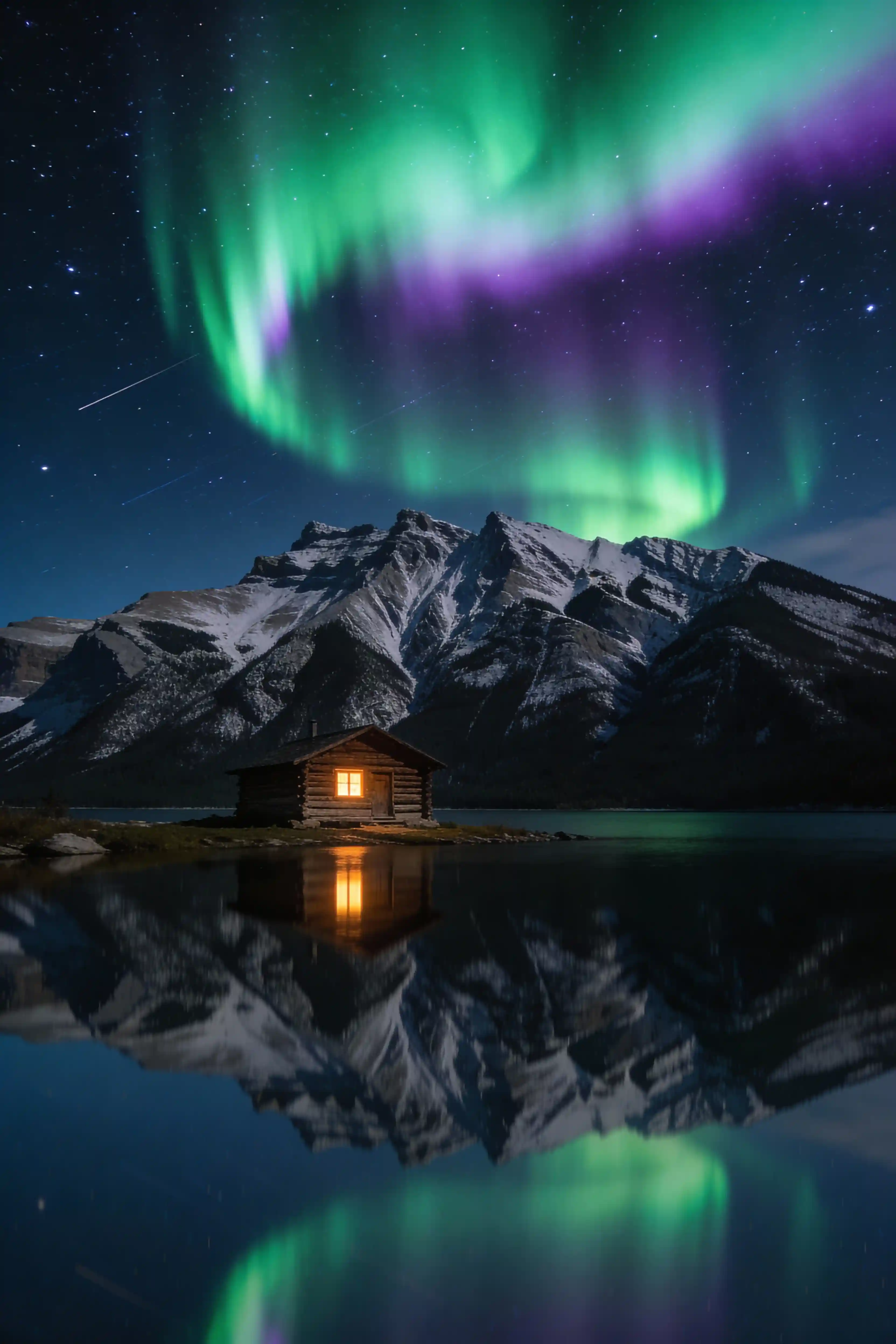 Aurora Borealis Lake Reflection