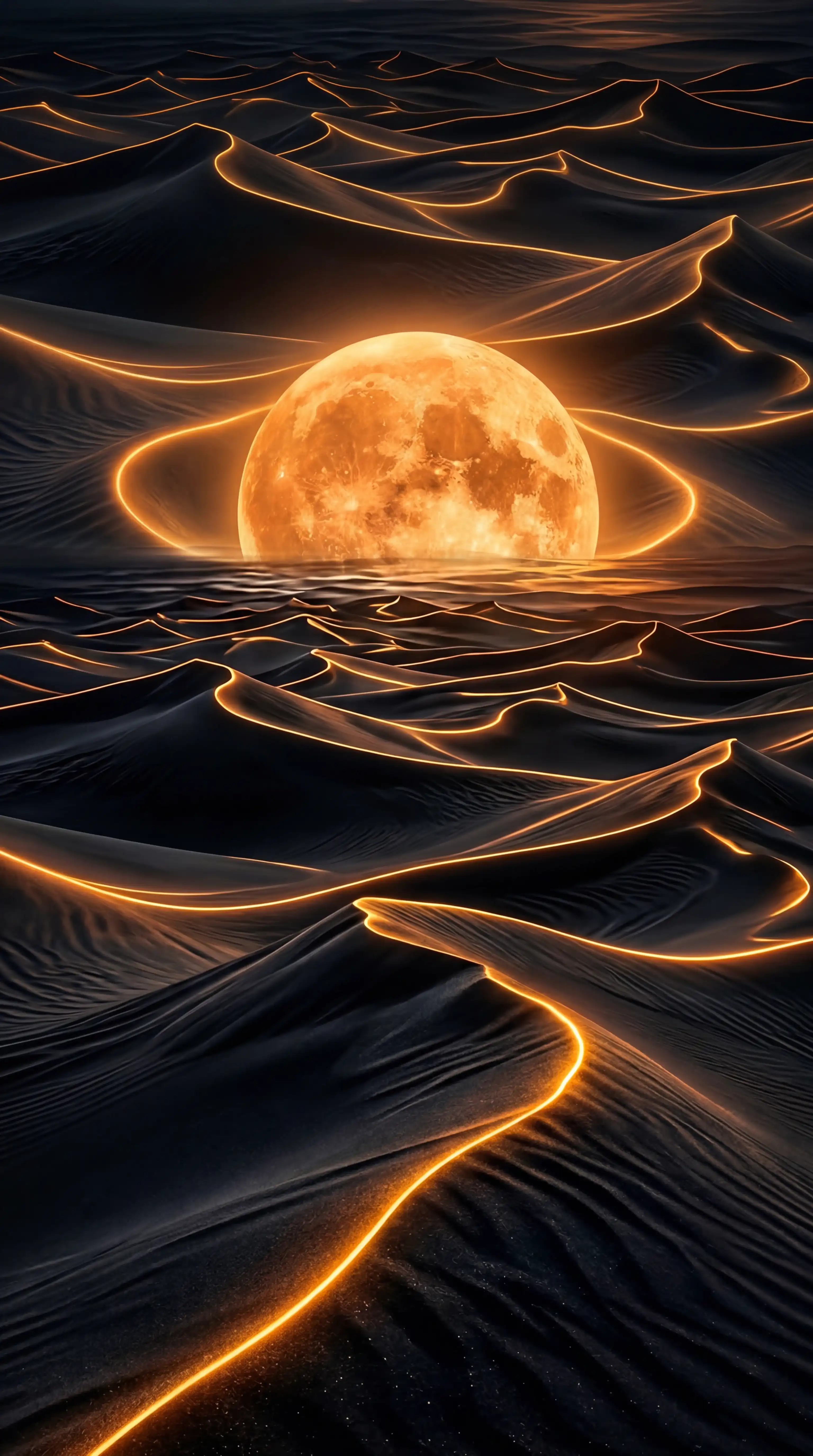 Desert Night Giant Moon