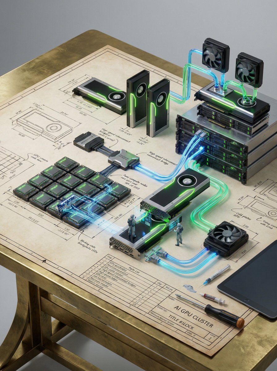 Infographic / Edu Visual - Technical Blueprint of an AI GPU Cluster