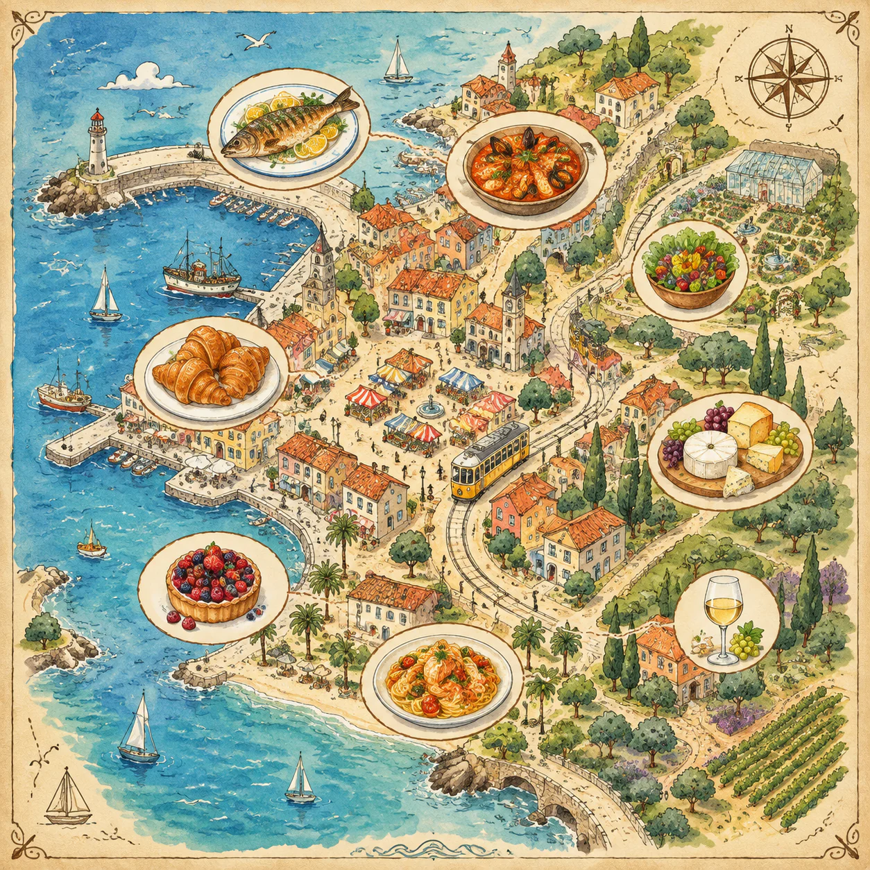 Ejemplo de GPT Image 2.5: Mapa gastronómico ilustrado
