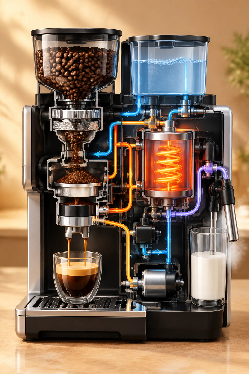 Salida de Sunburst: esquema de cafetera automática